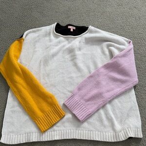 Lisa Todd Colorblock Sweater - White, Yellow, and Pink
